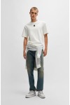 HUGO INTERLOCK COTTON REGULAR FIT T-SHIRT WITH STACKED LOGO WHITE 50505201-103