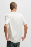 HUGO INTERLOCK COTTON REGULAR FIT T-SHIRT WITH STACKED LOGO WHITE 50505201-103