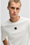 HUGO INTERLOCK COTTON REGULAR FIT T-SHIRT WITH STACKED LOGO WHITE 50505201-103