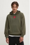 HUGO COTTON-TERRY HOODIE WITH LOGO LABEL KHAKI 50458700-257  