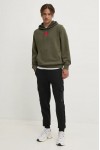 HUGO COTTON-TERRY HOODIE WITH LOGO LABEL KHAKI 50458700-257  