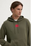 HUGO COTTON-TERRY HOODIE WITH LOGO LABEL KHAKI 50458700-257  