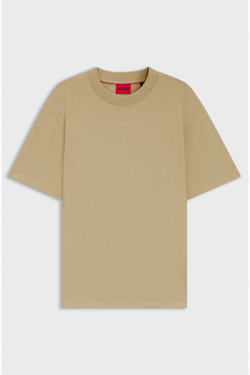 HUGO COTTON RELAXED FIT T-SHIRT WITH LOGO PRINT BEIGE 50488330-269