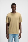 HUGO COTTON RELAXED FIT T-SHIRT WITH LOGO PRINT BEIGE 50488330-269