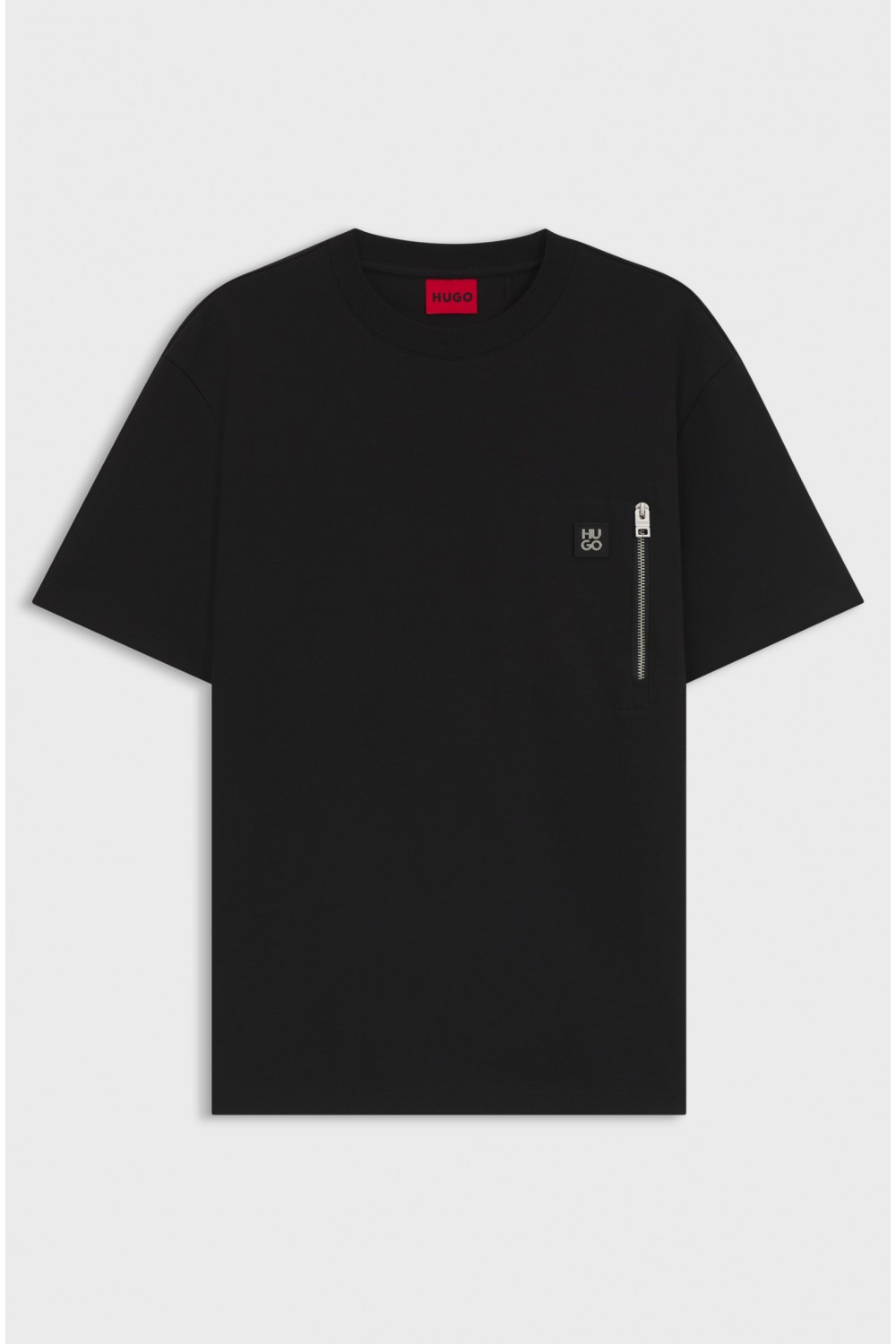 HUGO T-SHIRT RELAXED FIT DARGENTEE BLACK WITH ZIPPER 50542566-001