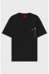 HUGO T-SHIRT RELAXED FIT DARGENTEE BLACK WITH ZIPPER 50542566-001