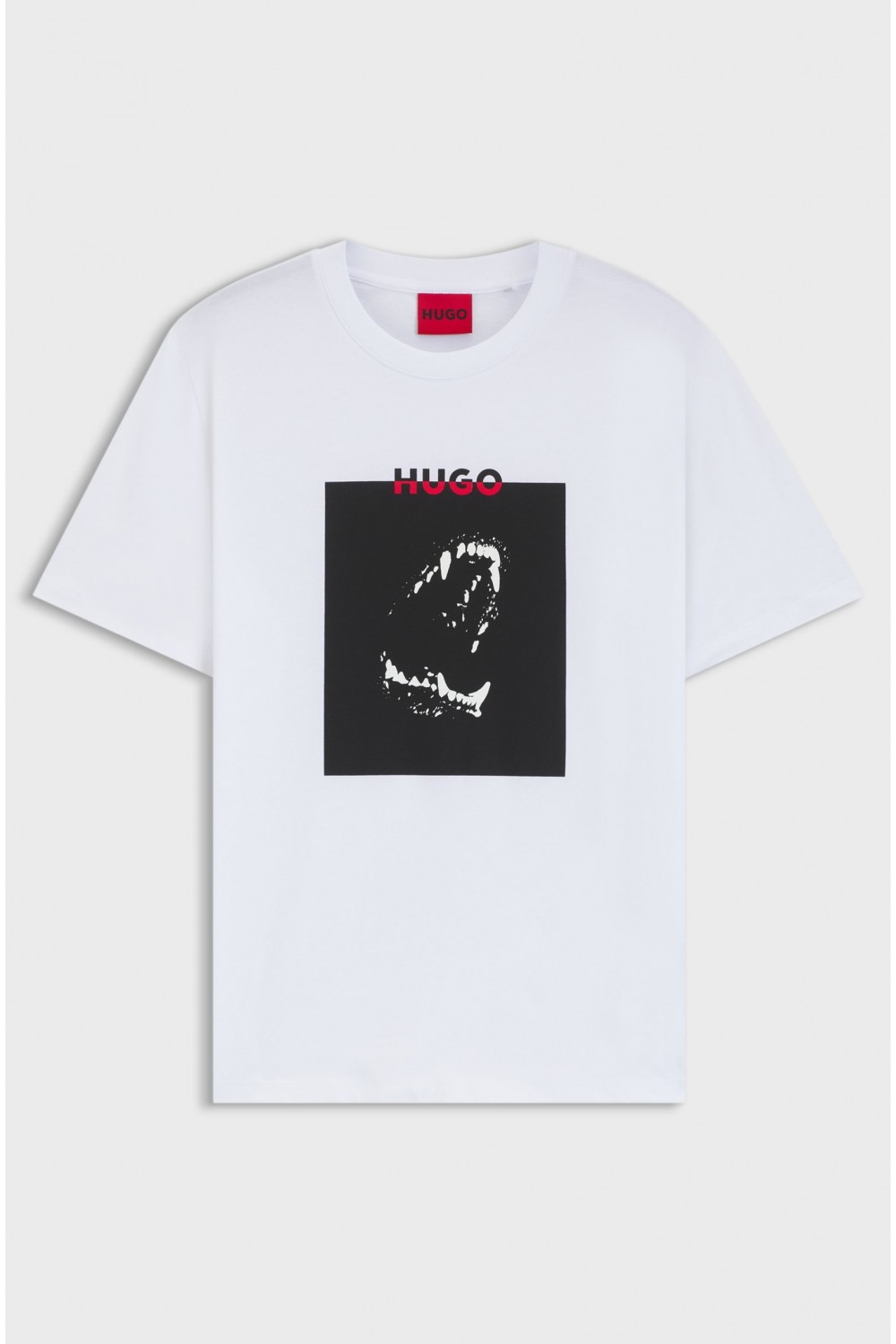 HUGO COTTON JERSEY DOBERO T-SHIRT WHITE WITH DOBERMANN PRINT 50542734-100