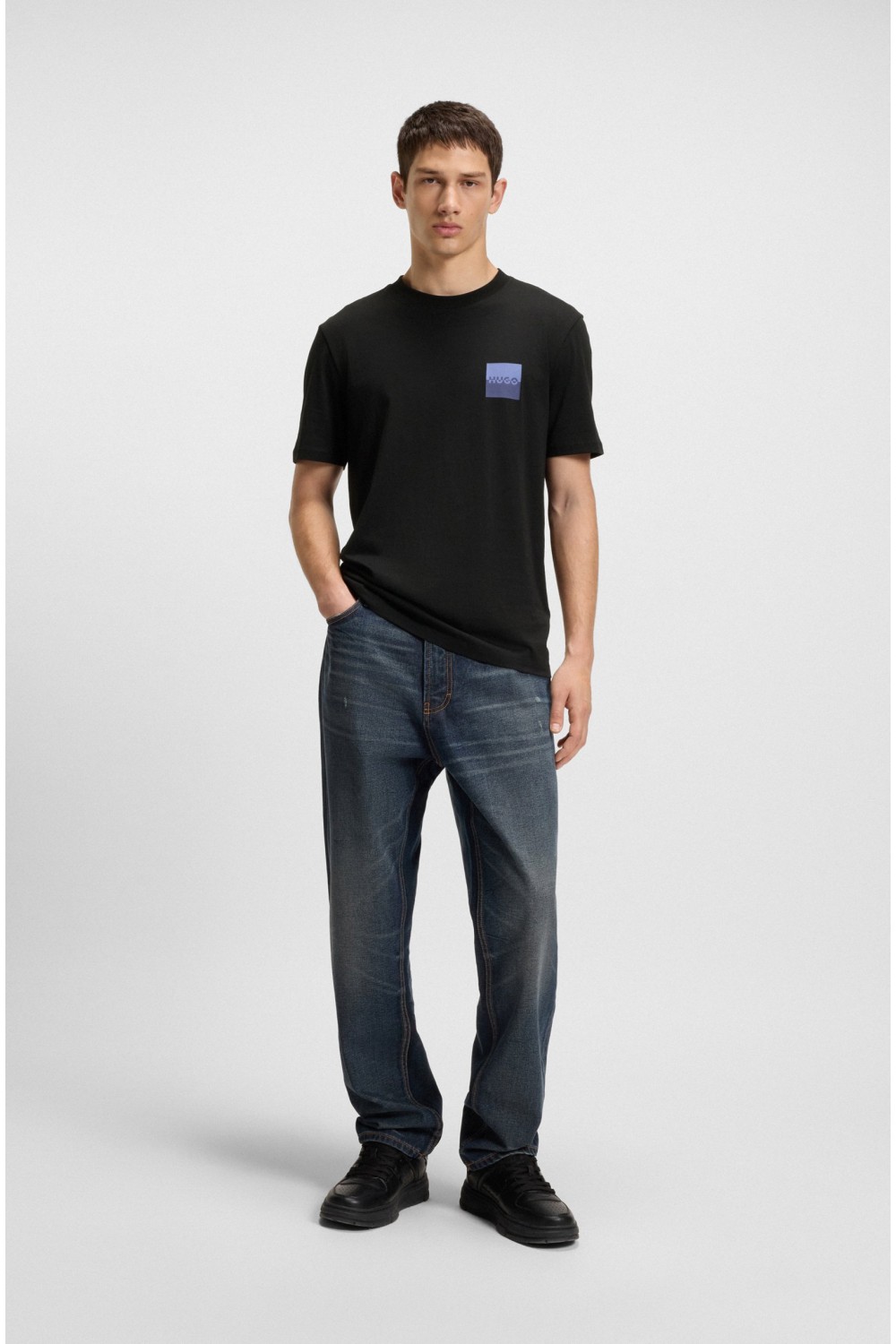 HUGO T-SHIRT RELAXED FIT DAPUSI BLACK WITH LOGO 50544458-001