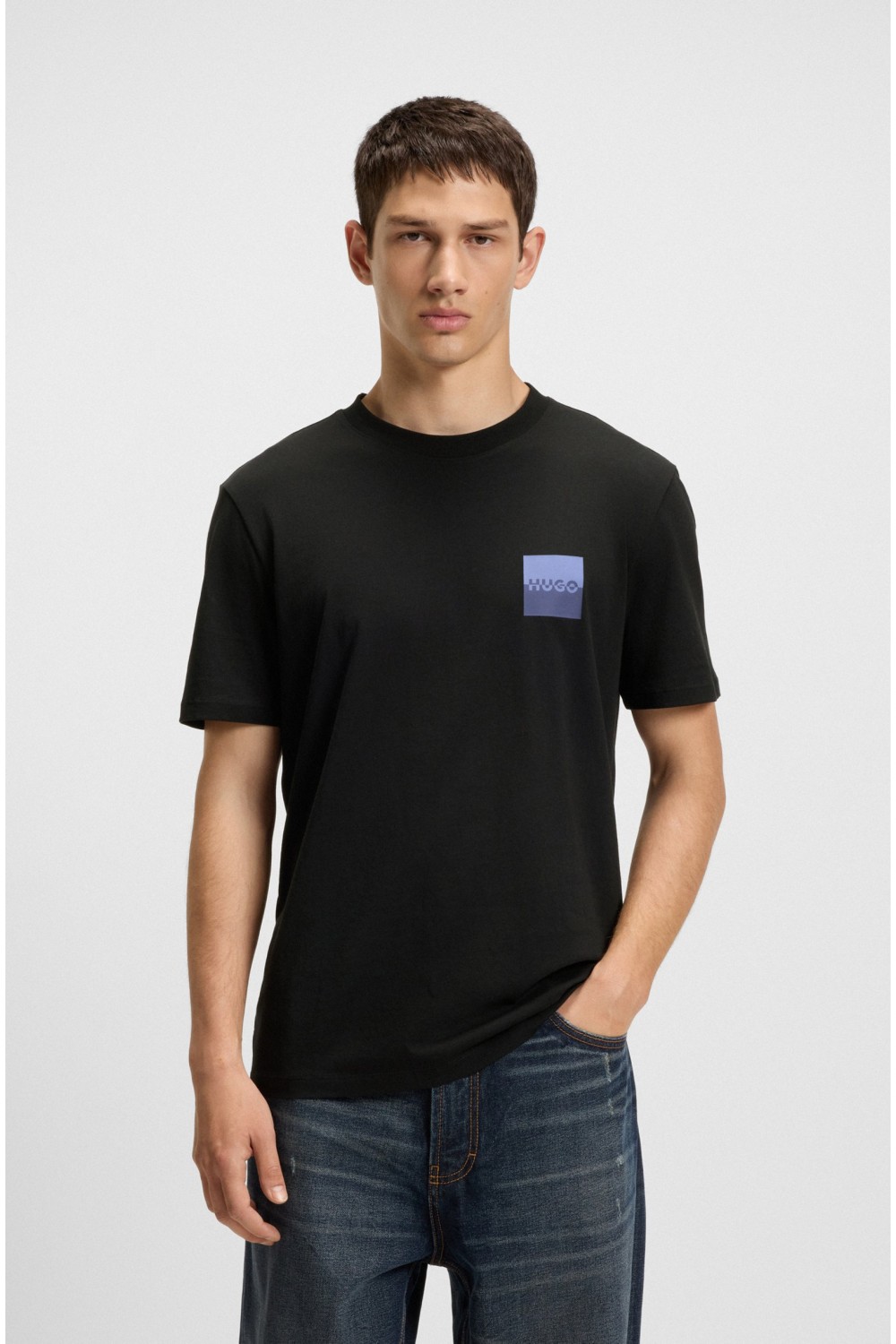 HUGO T-SHIRT RELAXED FIT DAPUSI BLACK WITH LOGO 50544458-001