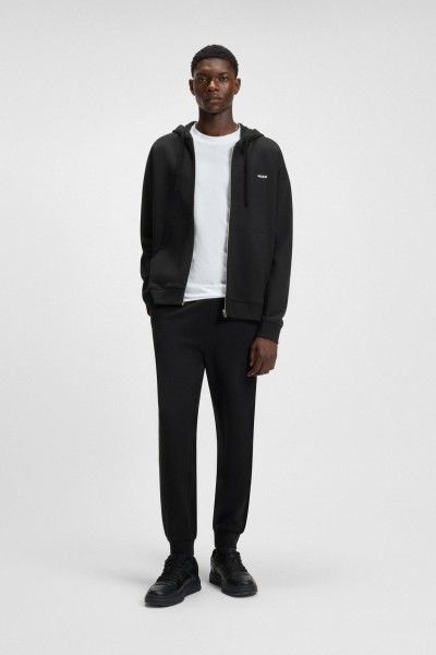 HUGO TRACKSUIT COTTON-TERRY BOTTOMS WITH CONTRAST LOGO BLACK 50489617-001 