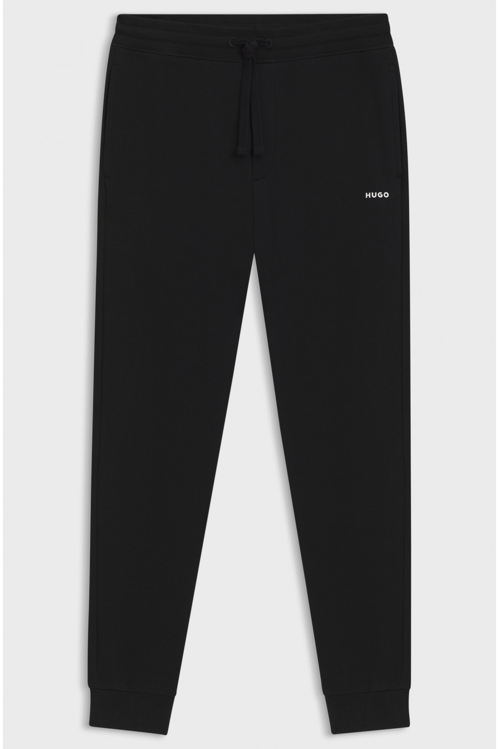 HUGO TRACKSUIT COTTON-TERRY BOTTOMS WITH CONTRAST LOGO BLACK 50489617-001 