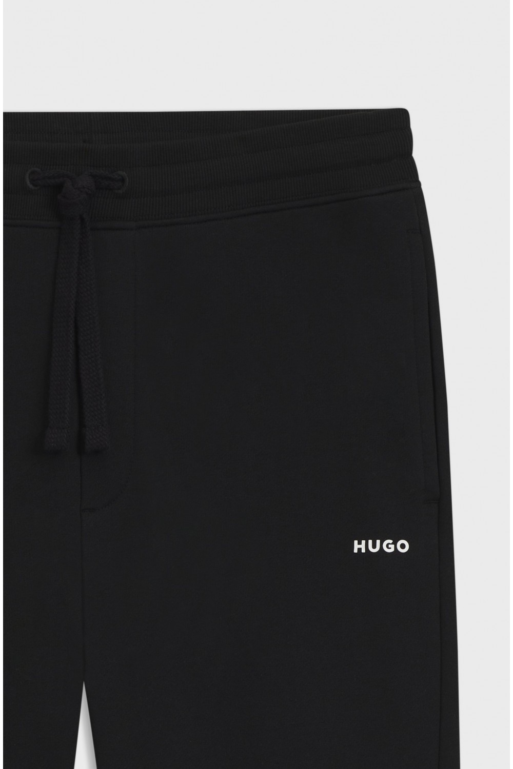 HUGO TRACKSUIT COTTON-TERRY BOTTOMS WITH CONTRAST LOGO BLACK 50489617-001 