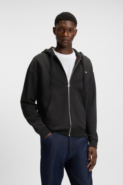 HUGO HOODIE IN COTTON TERRY WITH PRINTED LOGO BLACK 50548651-001
