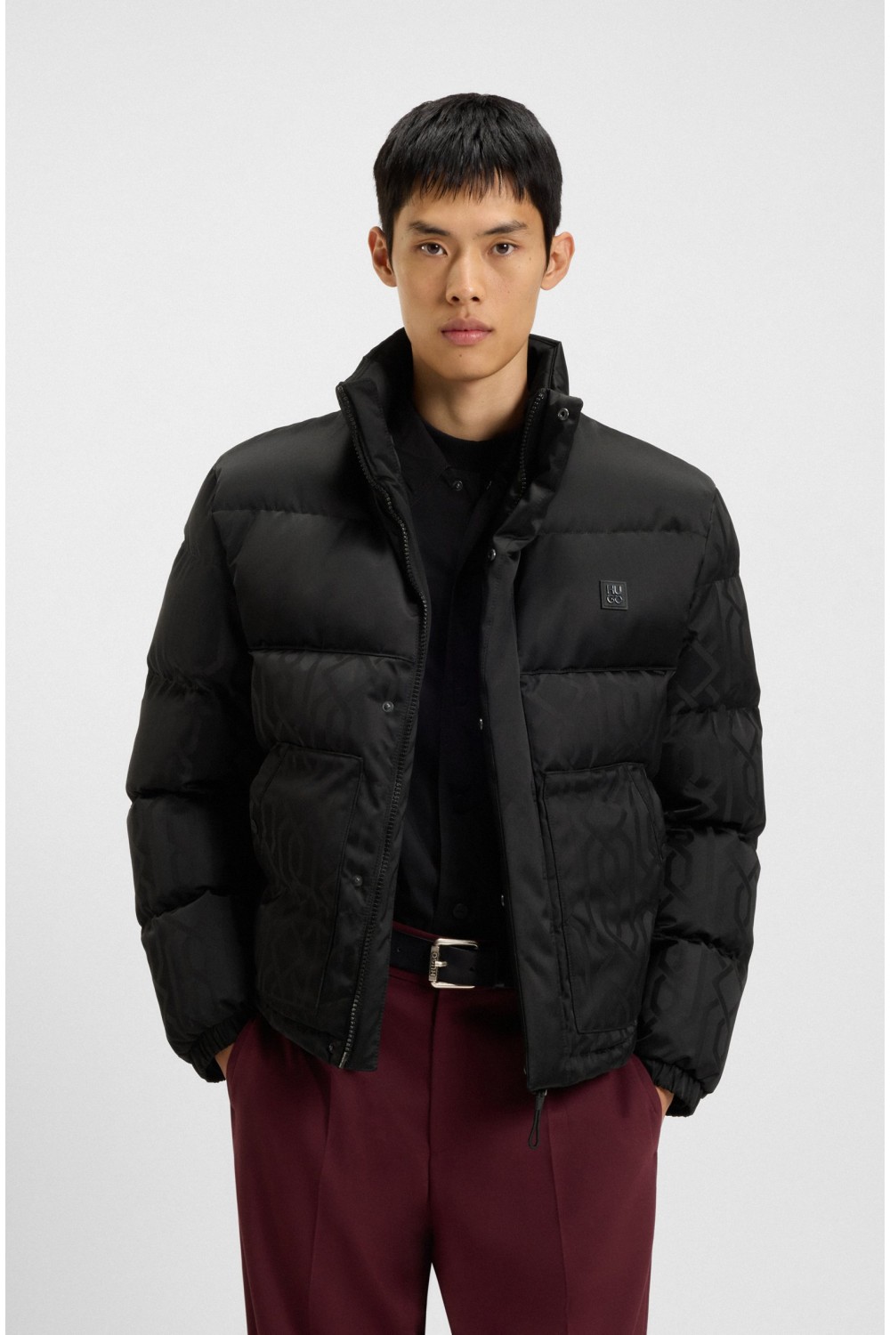 HUGO WATER REPELLENT JACKET BALTO WITH JACQUARD PATTERN BLACK 50549096-001 