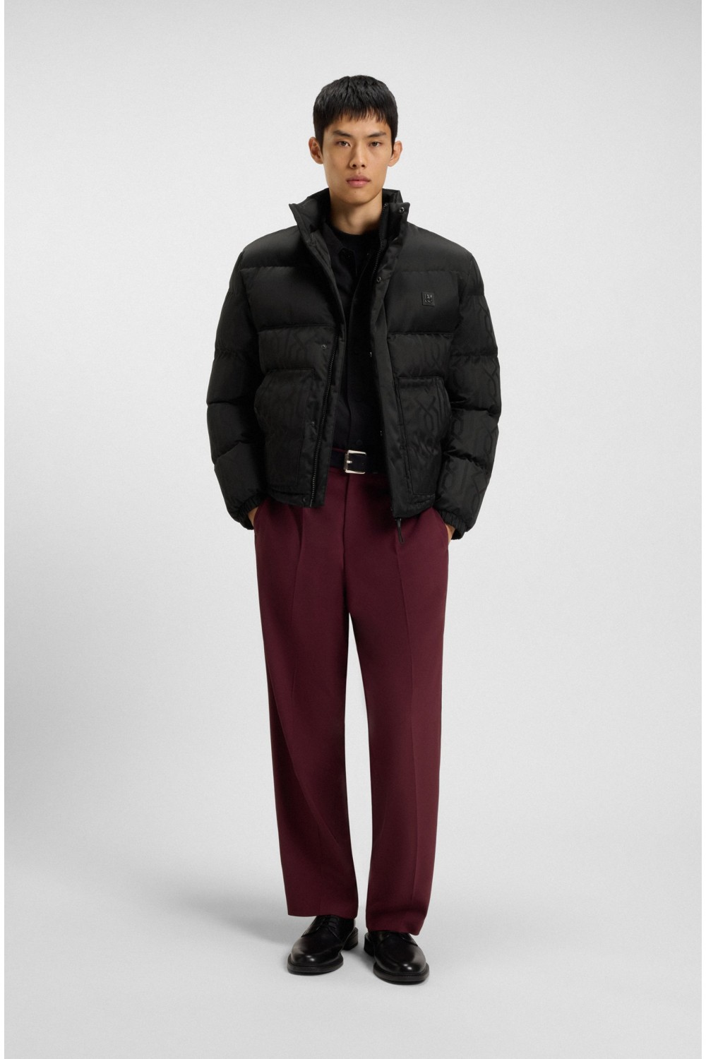 HUGO WATER REPELLENT JACKET BALTO WITH JACQUARD PATTERN BLACK 50549096-001 