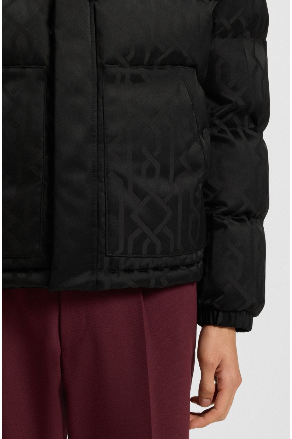 HUGO WATER REPELLENT JACKET BALTO WITH JACQUARD PATTERN BLACK 50549096-001 