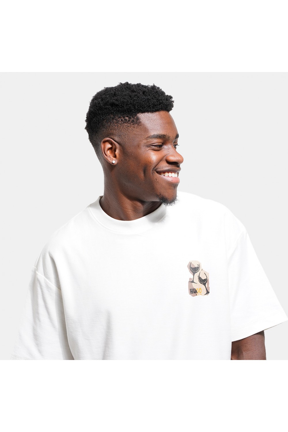 HUGO RELAXED COTTON T-SHIRT WITH PAINTED ARTWORK WHITE 50563795-102