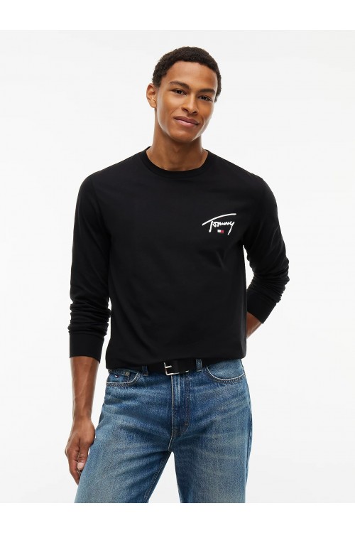TOMMY HILFIGER TJM SLIM CHEST LINEAR TEE BLACK DM0DM23546-BDS