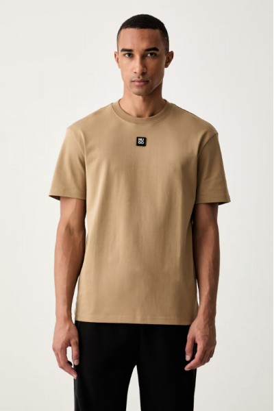 HUGO INTERLOCK COTTON REGULAR FIT T-SHIRT WITH STACKED LOGO DALILE 50505201-928