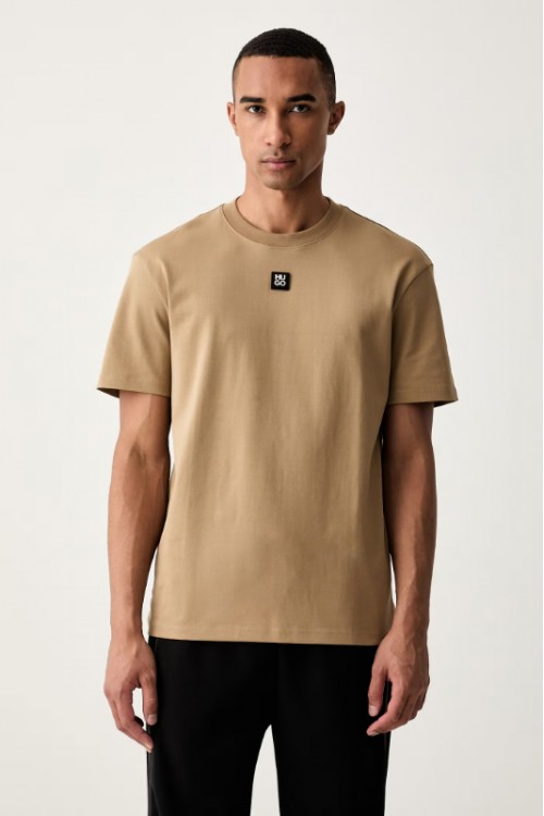 HUGO INTERLOCK COTTON REGULAR FIT T-SHIRT WITH STACKED LOGO DALILE 50505201-928
