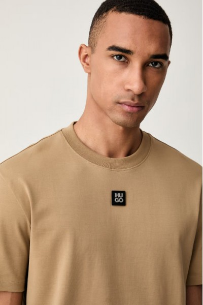 HUGO INTERLOCK COTTON REGULAR FIT T-SHIRT WITH STACKED LOGO DALILE 50505201-928