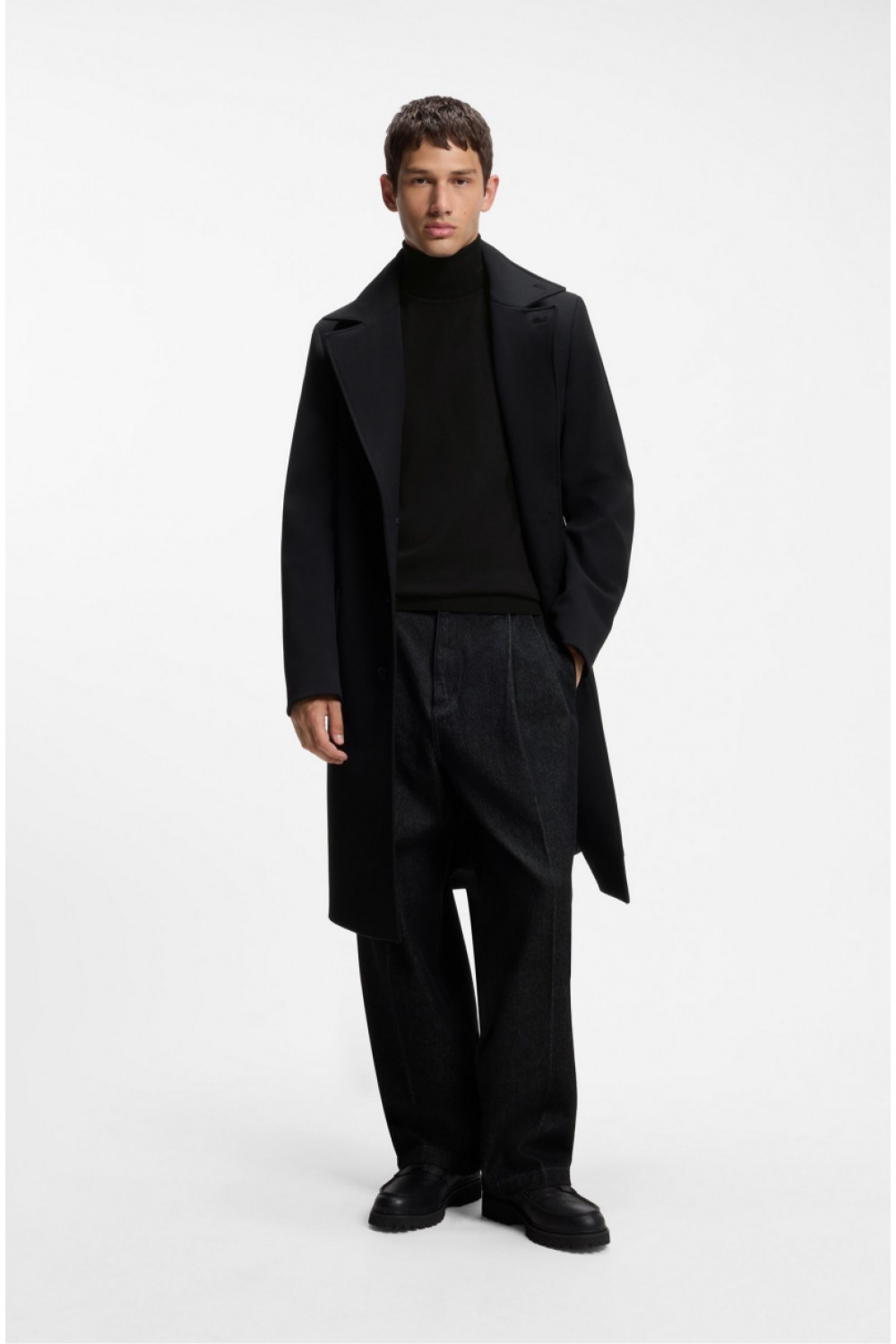 HUGO MERINO-WOOL ROLLNECK SWEATER WITH LOGO BLACK 50474174-001