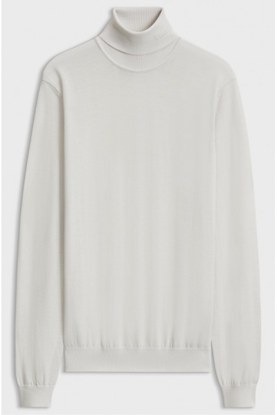 HUGO MERINO-WOOL ROLLNECK SWEATER WITH LOGO WHITE 50474174-102