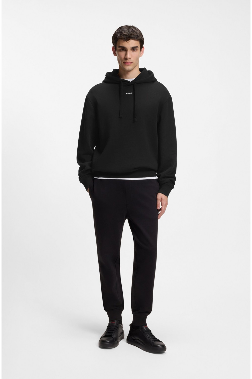 HUGO DAPO COTTON TERRY HOODIE WITH LOGO BLACK 50486478-001
