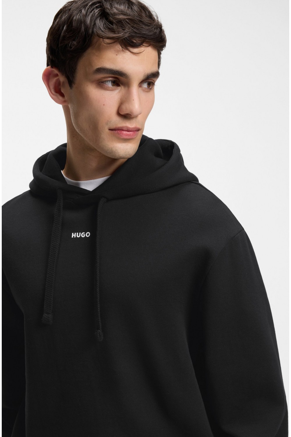 HUGO DAPO COTTON TERRY HOODIE WITH LOGO BLACK 50486478-001