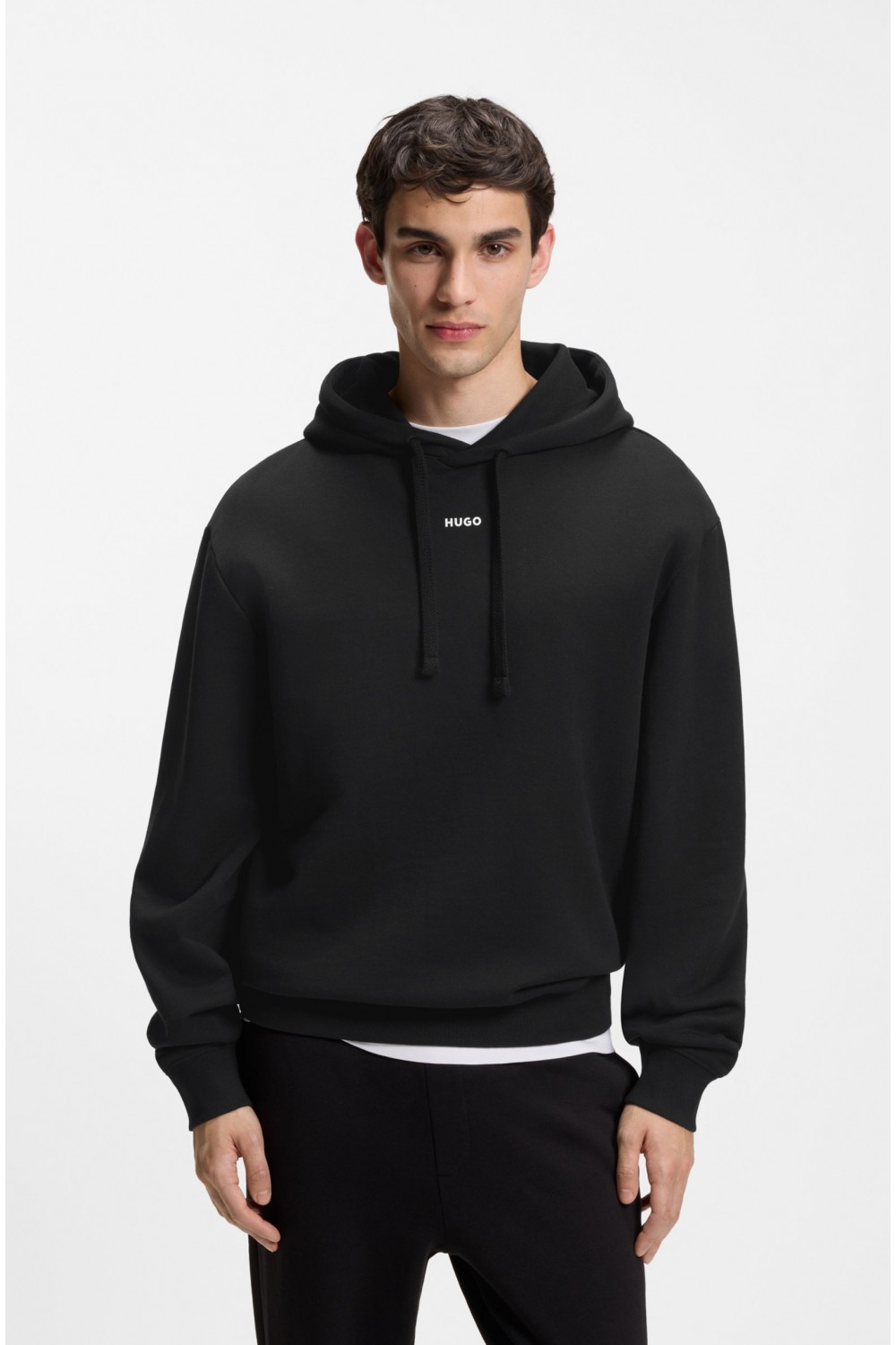 HUGO DAPO COTTON TERRY HOODIE WITH LOGO BLACK 50486478-001