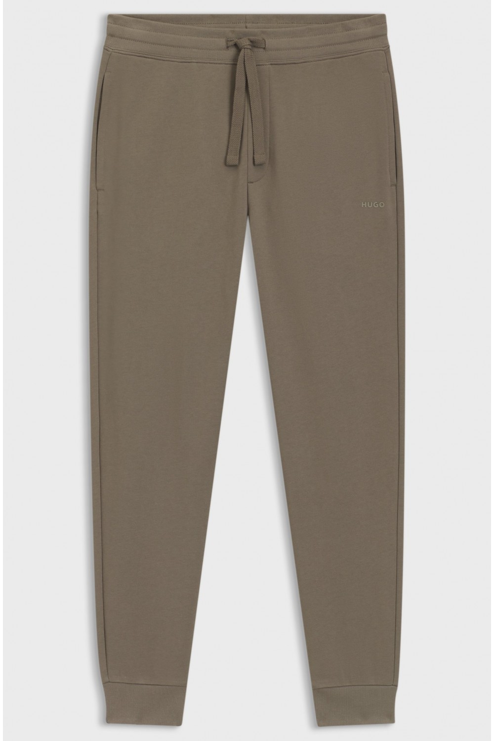 HUGO TRACKSUIT COTTON-TERRY BOTTOMS WITH CONTRAST LOGO BROWN 50489617-903