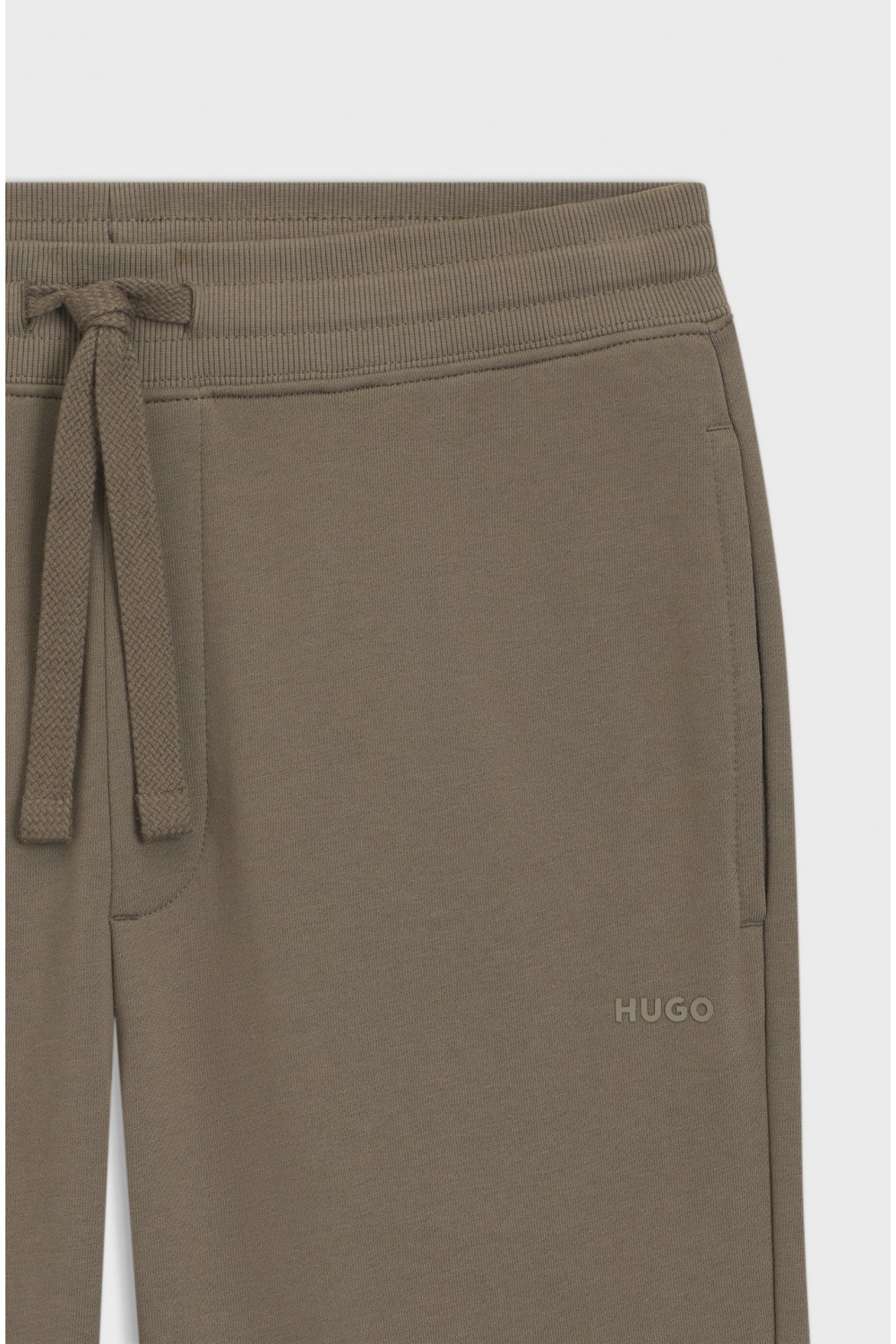 HUGO TRACKSUIT COTTON-TERRY BOTTOMS WITH CONTRAST LOGO BROWN 50489617-903