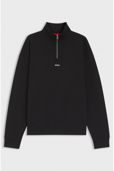 HUGO DURTY RELAXED COTTON SWEATSHIRT WITH ZIP BLACK 50525881-001
