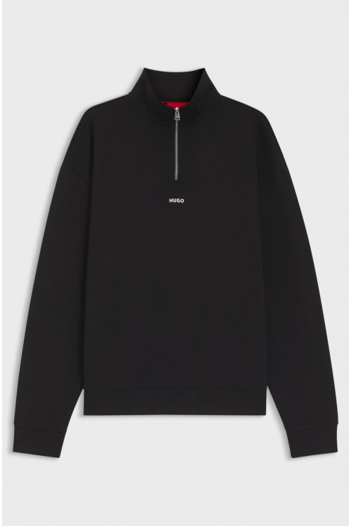 HUGO DURTY RELAXED COTTON SWEATSHIRT WITH ZIP BLACK 50525881-001