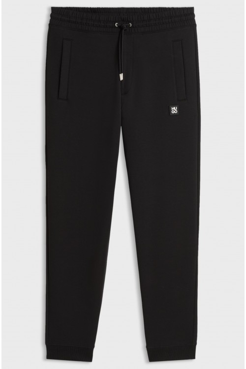 HUGO DIMACS COTTON BLEND TRACKSUIT BOTTOMS WITH STACKED LOGO BLACK 50533695-002
