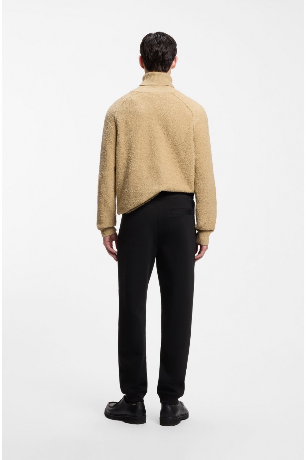 HUGO DIMACS COTTON BLEND TRACKSUIT BOTTOMS WITH STACKED LOGO BLACK 50533695-002