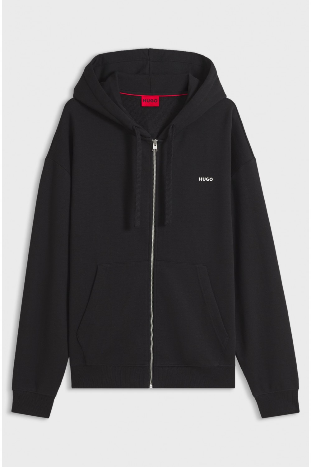 HUGO DAPOZIP COTTON TERRY ZIP-UP HOODIE BLACK 50548651-001