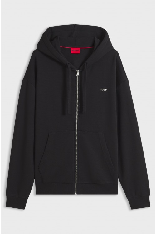 HUGO DAPOZIP COTTON TERRY ZIP-UP HOODIE BLACK 50548651-001