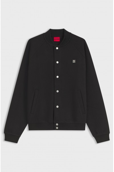 HUGO DABIN INTERLOCK-JERSEY BOMBER JACKET WITH LOGO BLACK 50563037-001