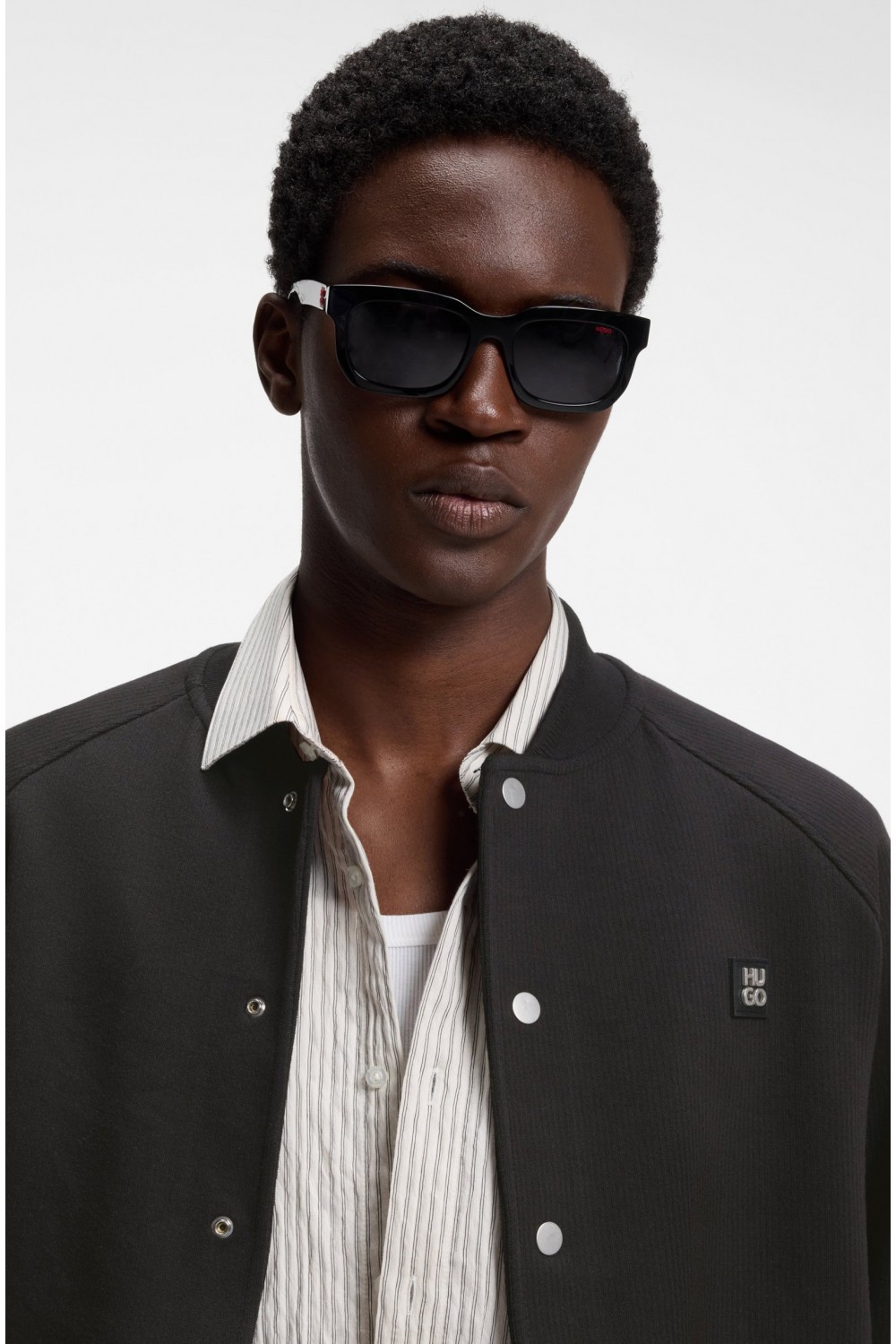 HUGO DABIN INTERLOCK-JERSEY BOMBER JACKET WITH LOGO BLACK 50563037-001