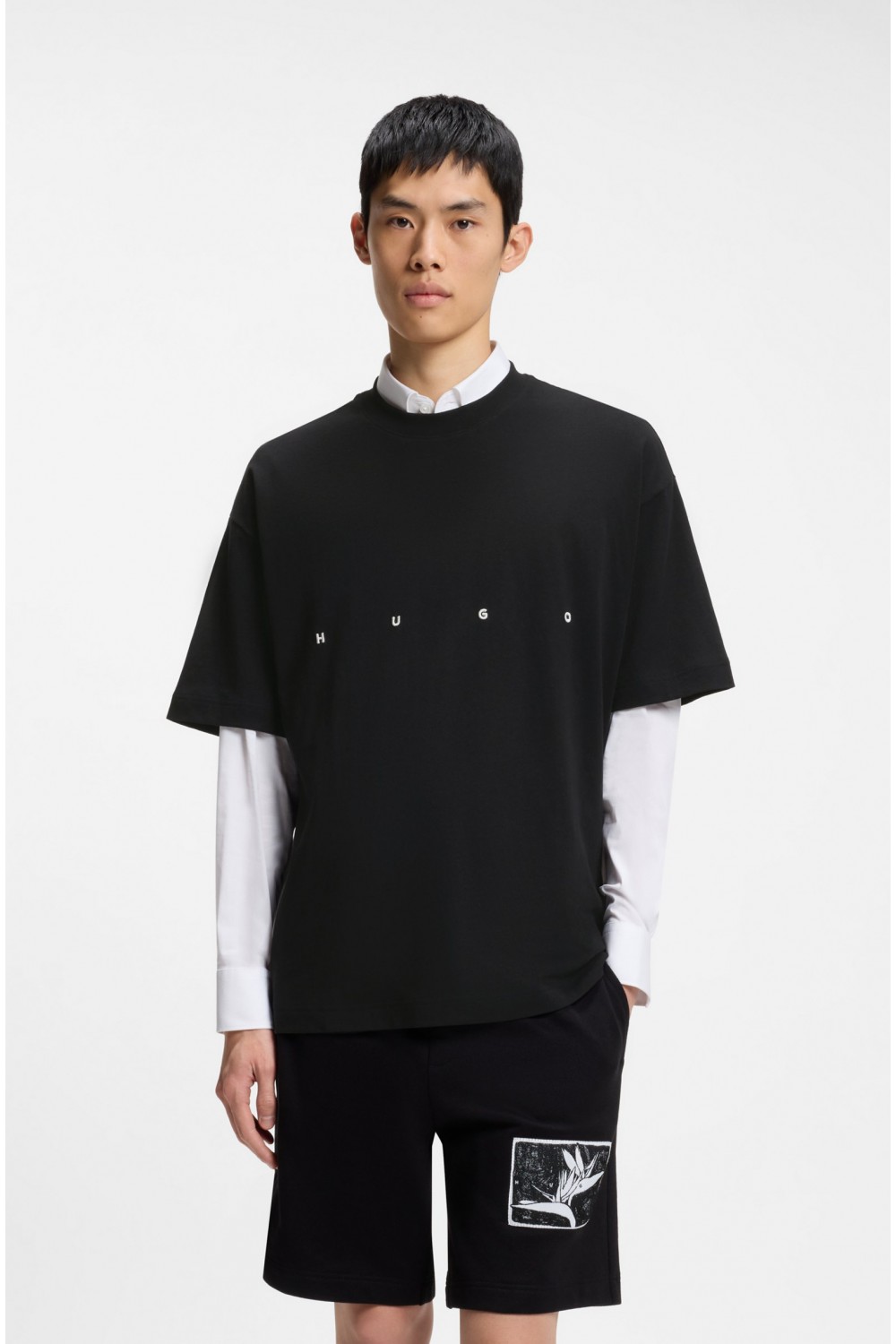 HUGO OVERSIZE FIT T-SHIRT DARISO WITH PRINTED LOGO BLACK 50563445-001