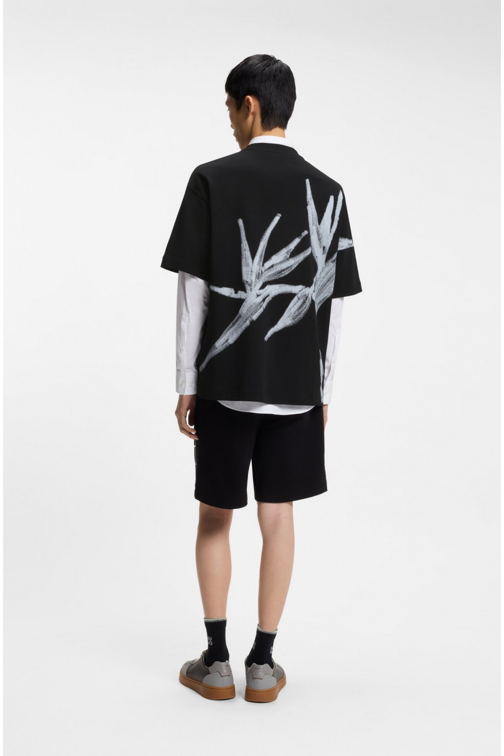 HUGO OVERSIZE FIT T-SHIRT DARISO WITH PRINTED LOGO BLACK 50563445-001
