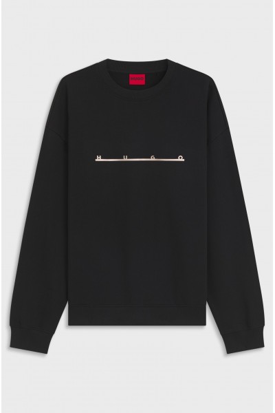 HUGO DATRISWEAT COTTON SEATSHIRT WITH LOGO BLACK 50568124-001
