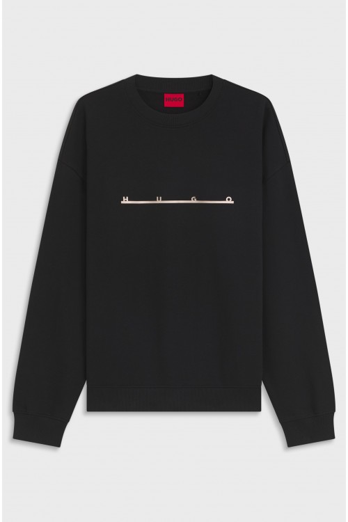 HUGO DATRISWEAT COTTON SEATSHIRT WITH LOGO BLACK 50568124-001