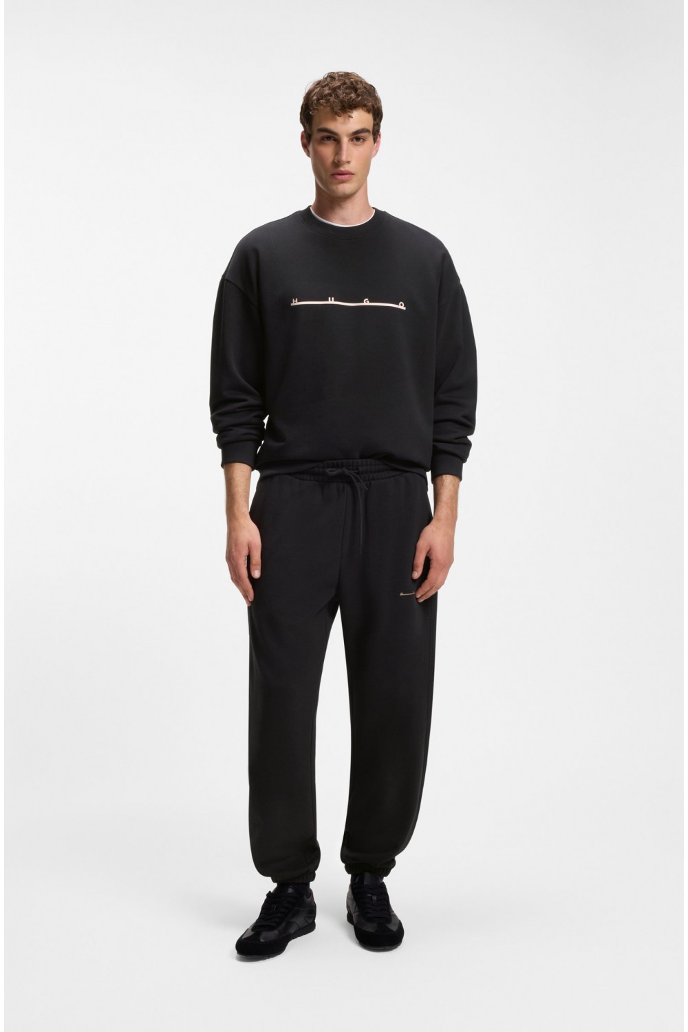 HUGO DATRISWEAT COTTON SEATSHIRT WITH LOGO BLACK 50568124-001
