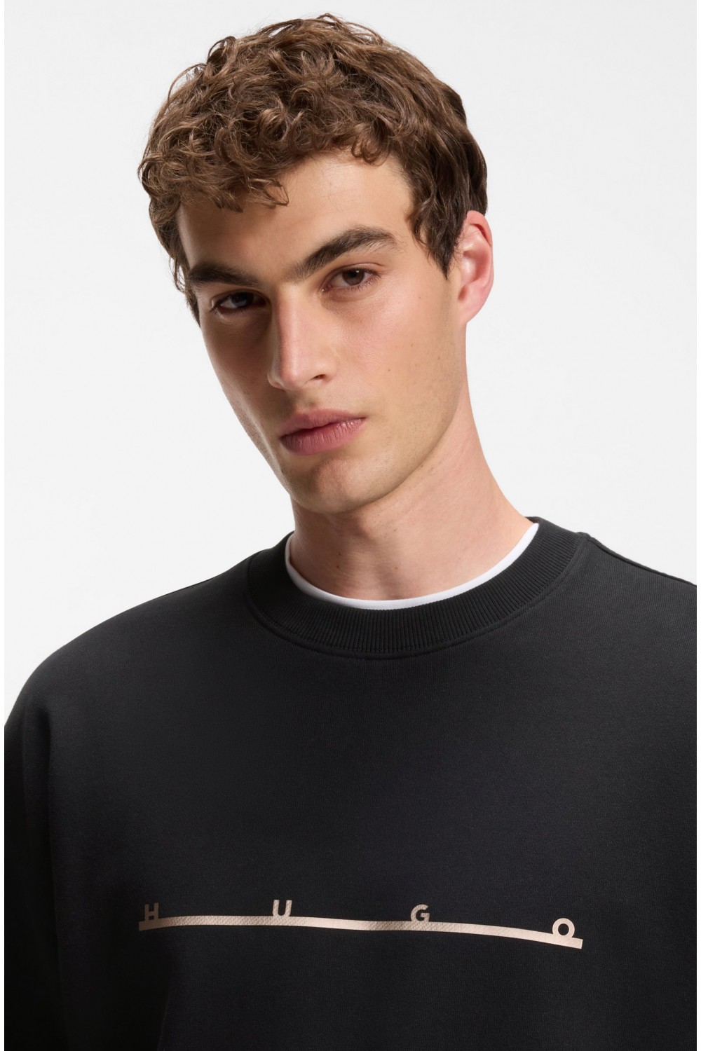 HUGO DATRISWEAT COTTON SEATSHIRT WITH LOGO BLACK 50568124-001