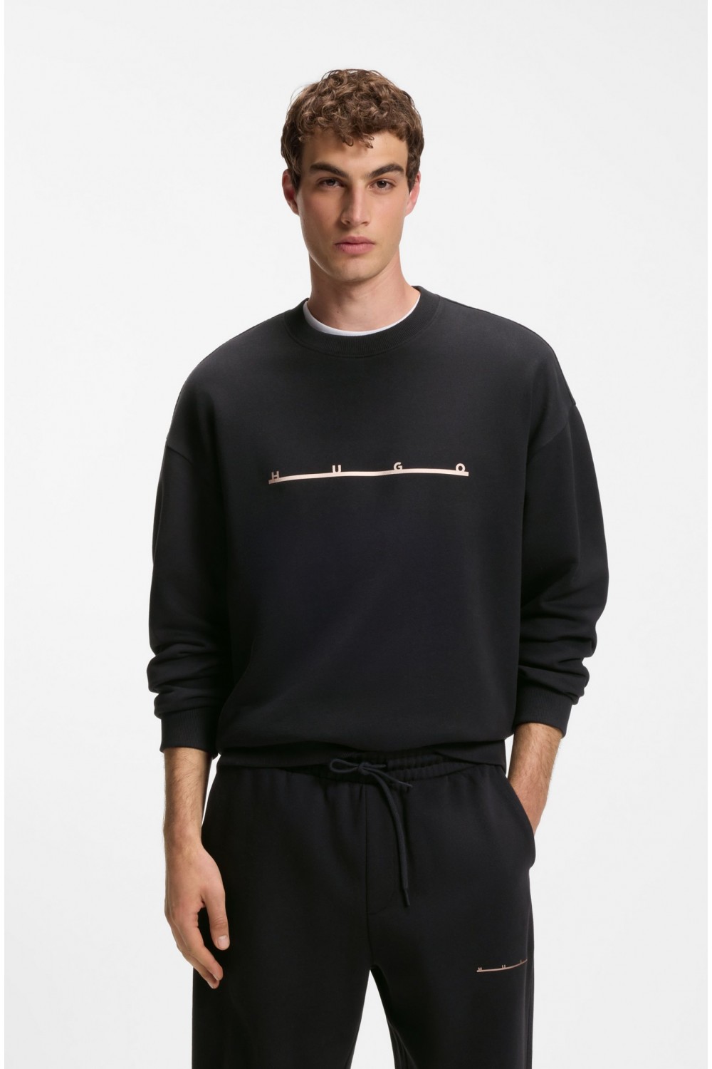 HUGO DATRISWEAT COTTON SEATSHIRT WITH LOGO BLACK 50568124-001
