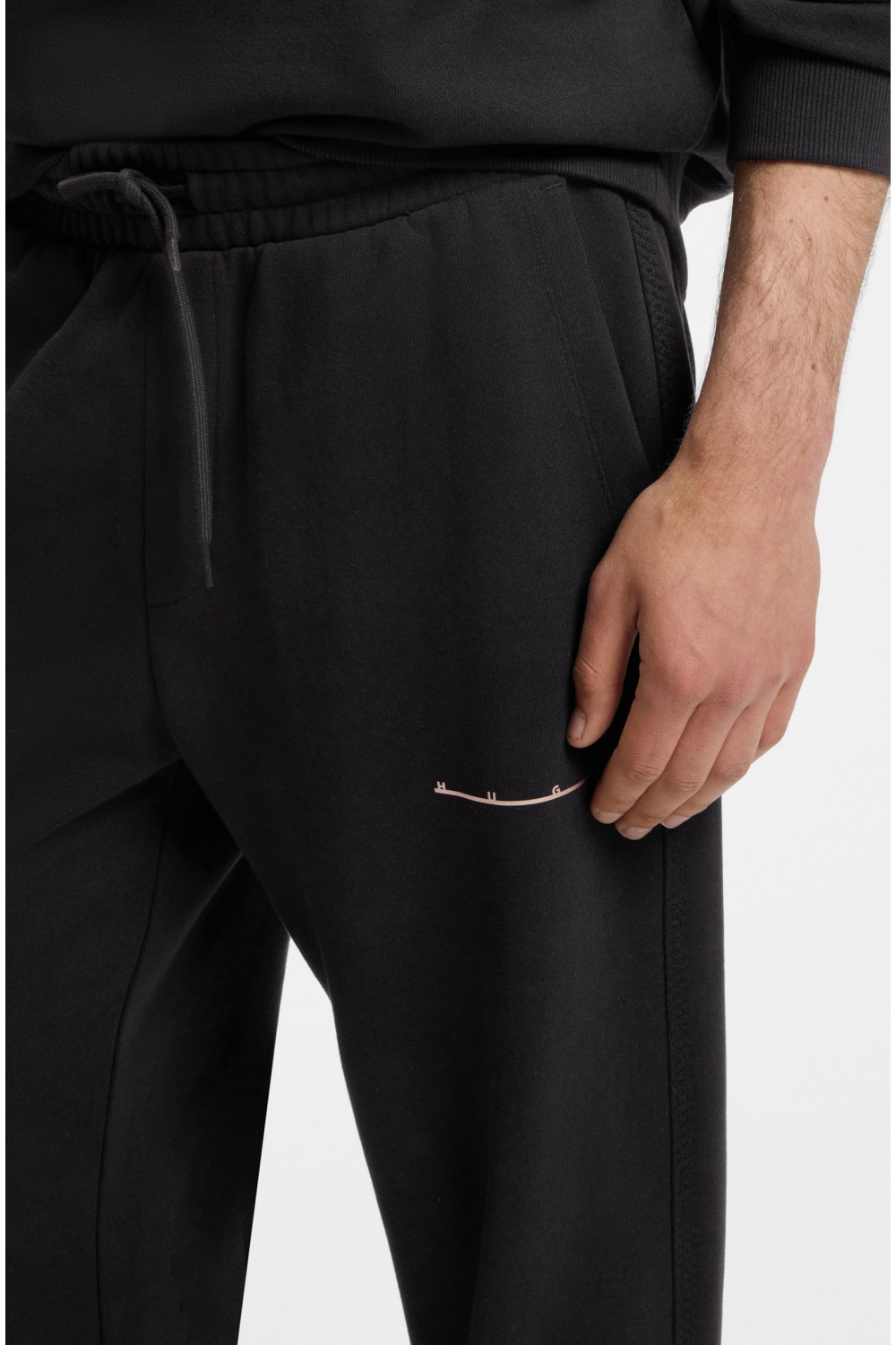 HUGO DATRIPANT RELAXED-FIT COTTON TRUSERS BLACK 50568125-001