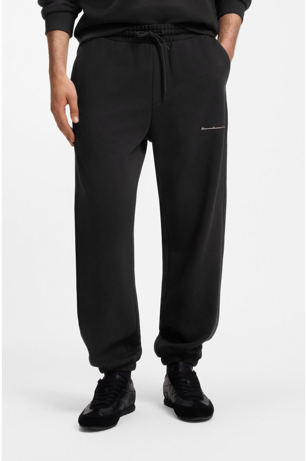 HUGO DATRIPANT RELAXED-FIT COTTON TRUSERS BLACK 50568125-001