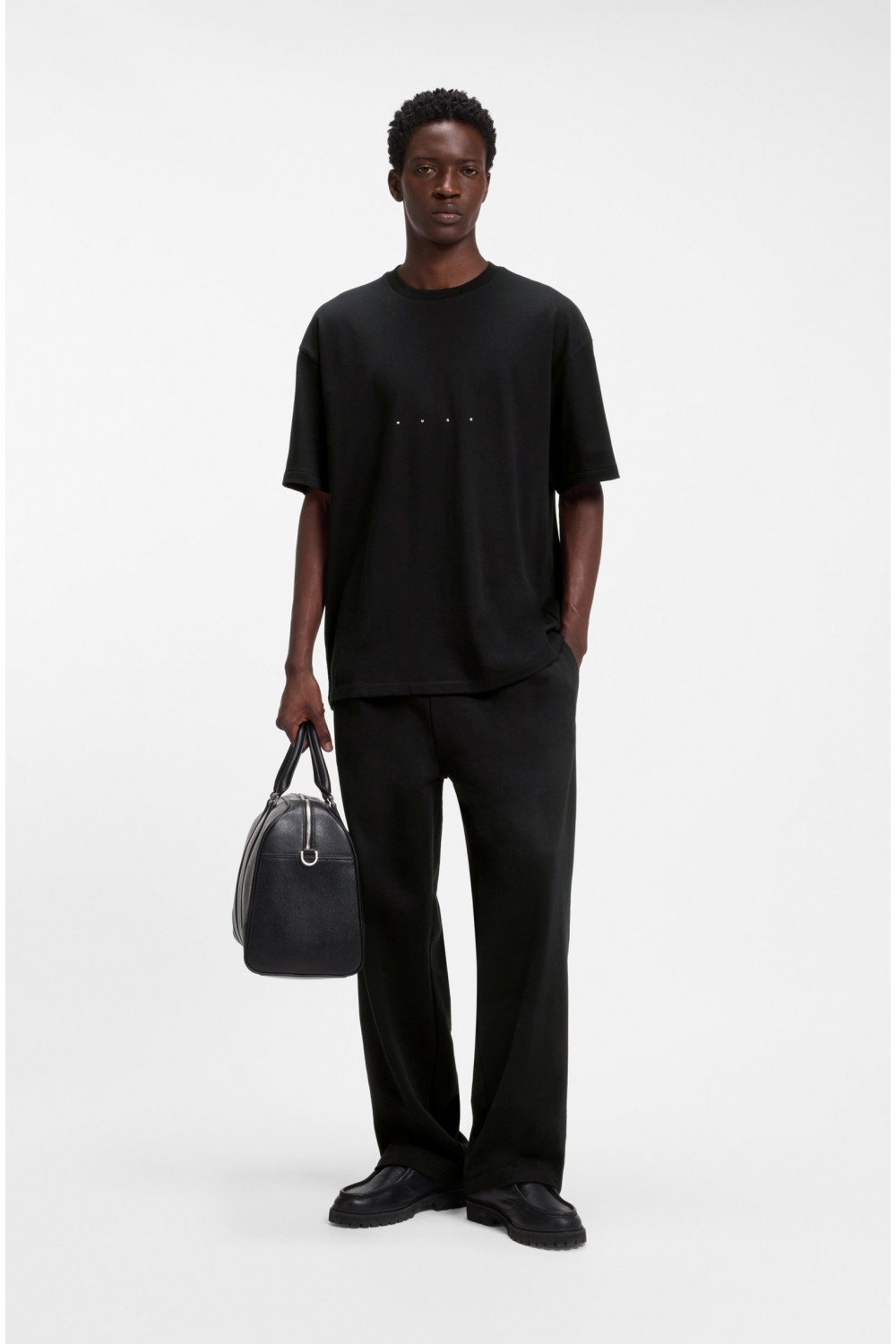 HUGO DEVROLO OVERSIZE FIT COTTON T-SHIRT WITH LOGO BLACK 50568251-001